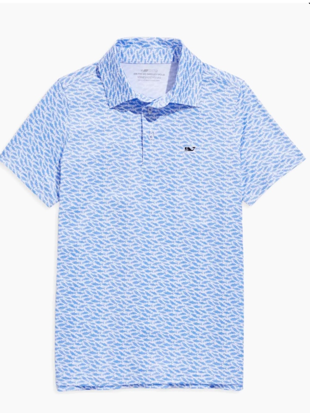 Vineyard Vines Little Boy's ON-THE-GO SANKATY POLO Shirt Blue Fish S 8 10